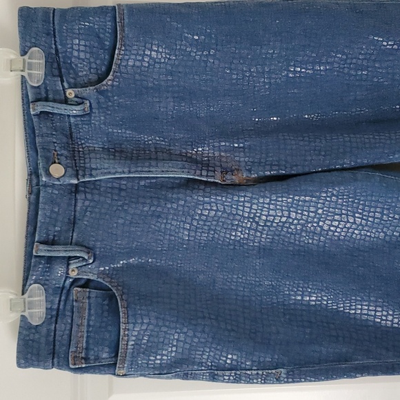 Good American Indigo Snake Print Shiny High-rise Jeans Size 12/31 - Picture 3 of 14